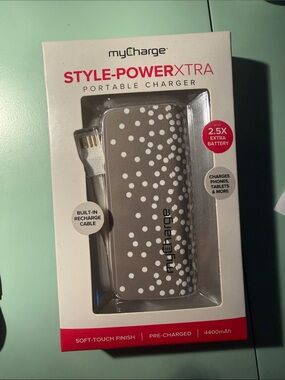 Style-Power XTRA Portable Charger - Brown with White Dots